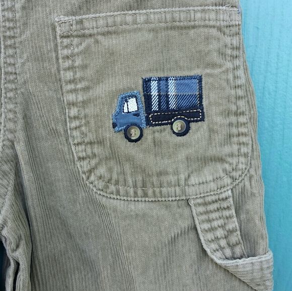 KRU 2-Pc. Set Tan Corduroy Overalls & Navy Shirt - Picture 15 of 16